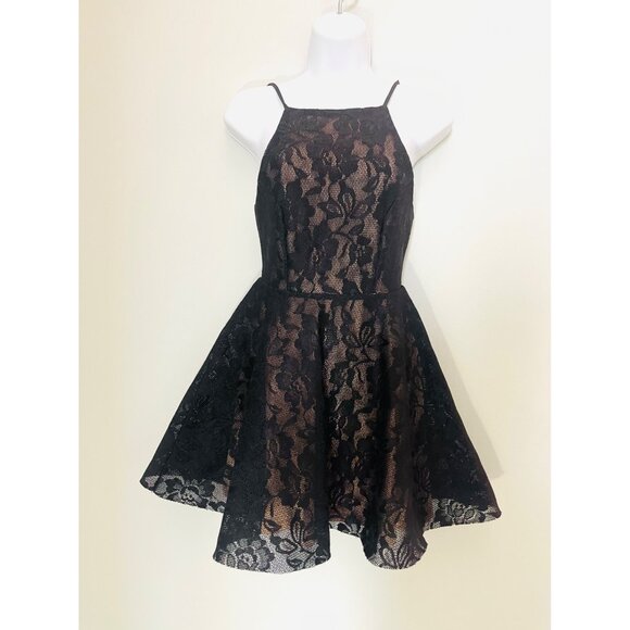 Black Lace Fit & Flare Dress S By TRAC - Picture 1 of 6